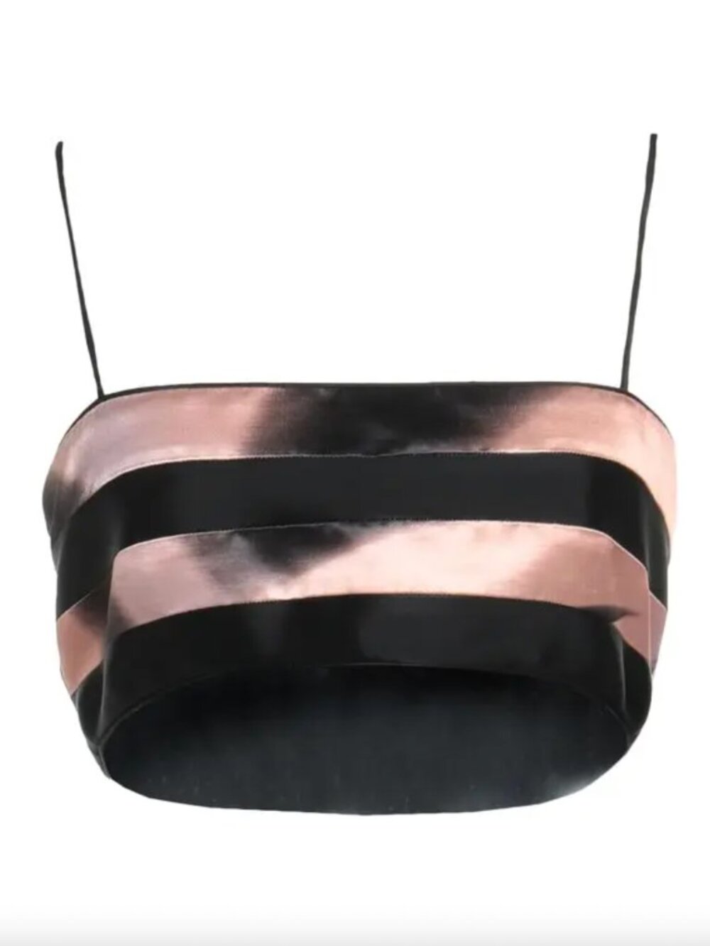$595 Giorgio Armani Black Pink Tie Dye Stripe Satin Cropped Bralette Top est. XS